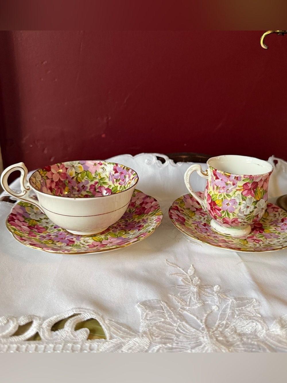 Royal Standard Chintz Virginia Stock Teacup and saucer or Demitasset and saucer